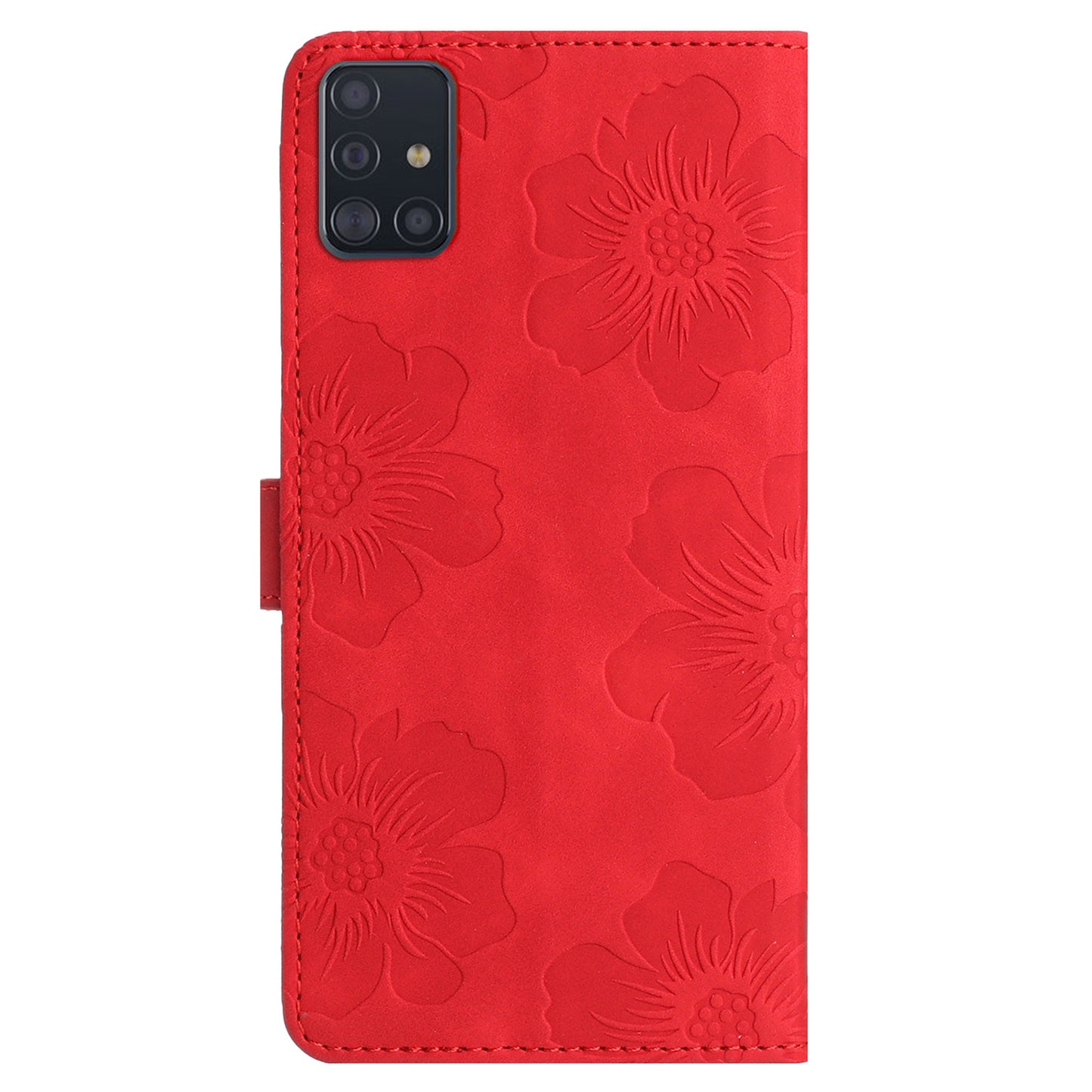 Wallet Cover for Samsung Galaxy A51 4G SM-A515 Flowers Imprinted Stand PU Leather Phone Case