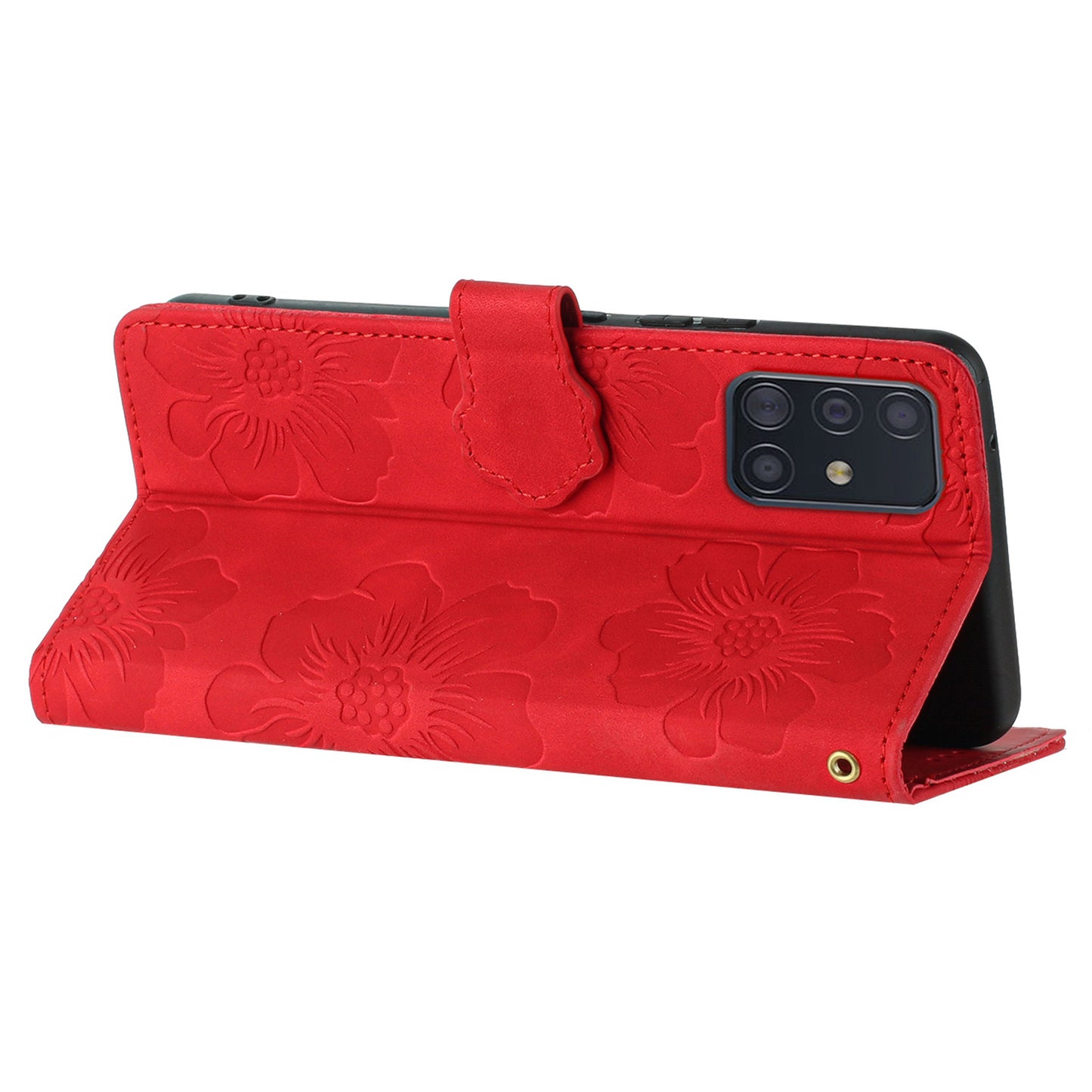 Wallet Cover for Samsung Galaxy A51 4G SM-A515 Flowers Imprinted Stand PU Leather Phone Case