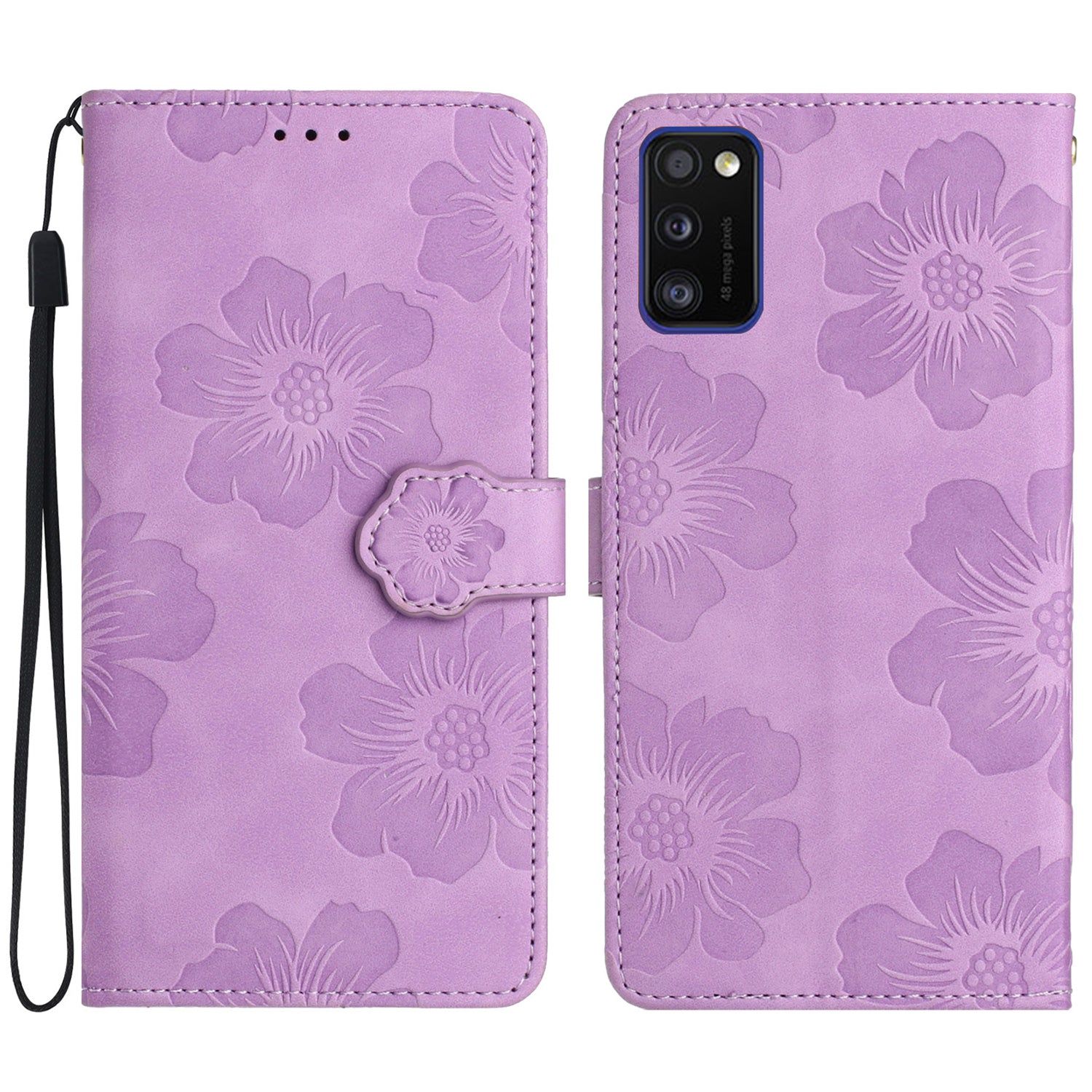Anti-drop Cover for Samsung Galaxy A41 (Global Version) Flowers Imprinted Stand Phone Wallet Leather Case