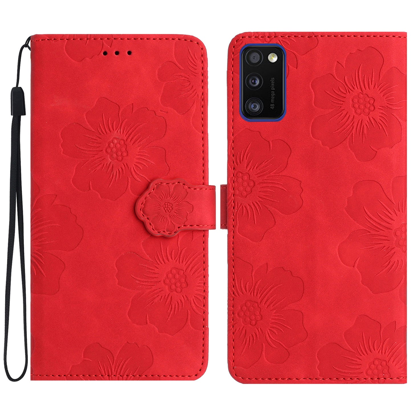 Anti-drop Cover for Samsung Galaxy A41 (Global Version) Flowers Imprinted Stand Phone Wallet Leather Case