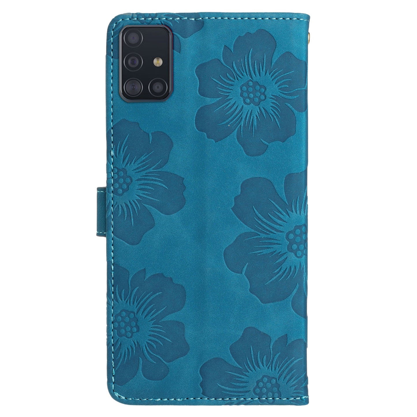 For Samsung Galaxy A71 4G SM-A715 Flowers Imprinted Phone Cover Leather Case with Stand Wallet
