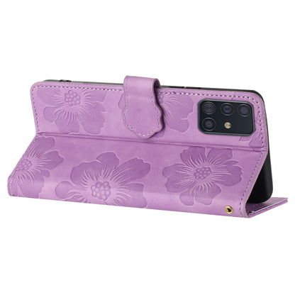 For Samsung Galaxy A71 4G SM-A715 Flowers Imprinted Phone Cover Leather Case with Stand Wallet