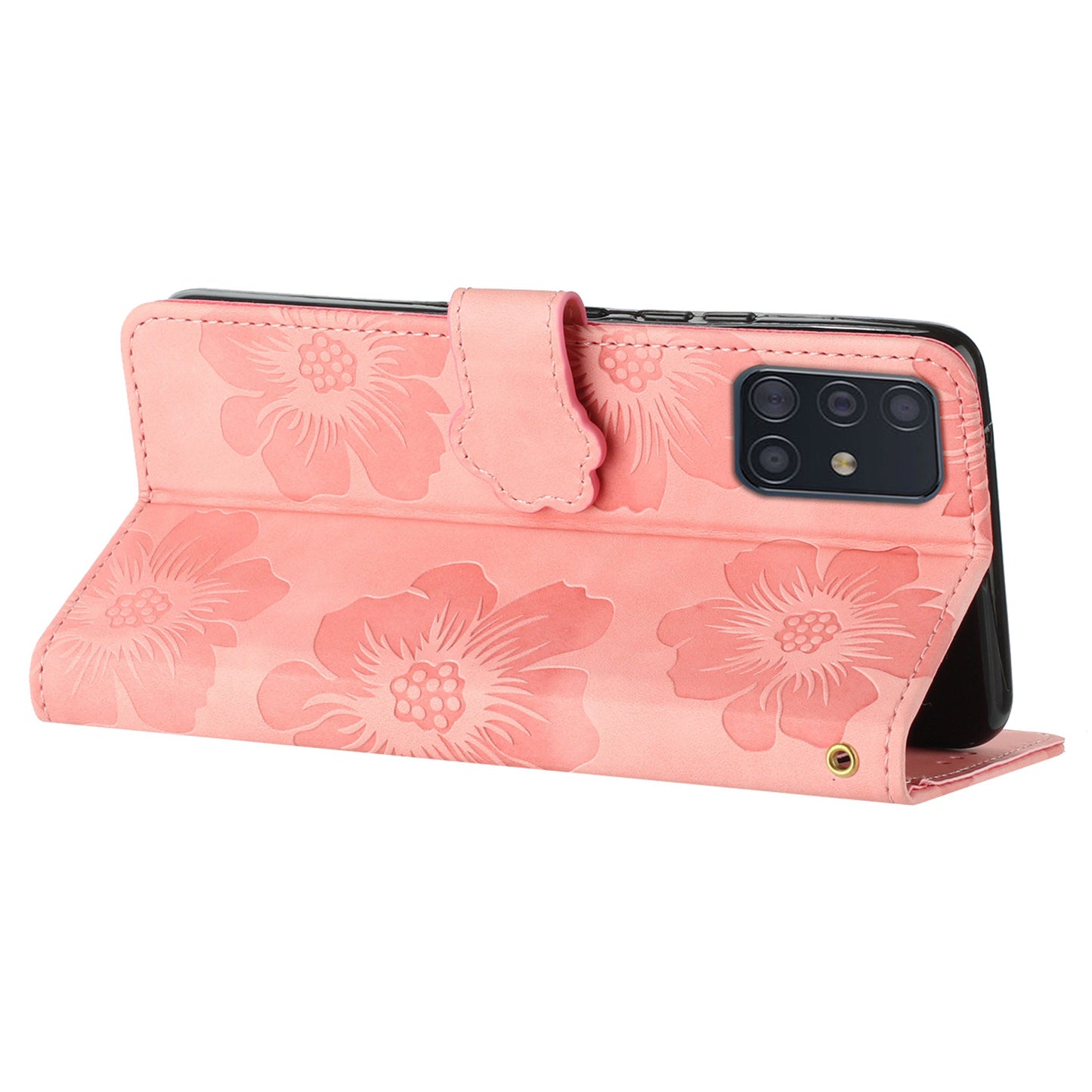 For Samsung Galaxy A71 4G SM-A715 Flowers Imprinted Phone Cover Leather Case with Stand Wallet