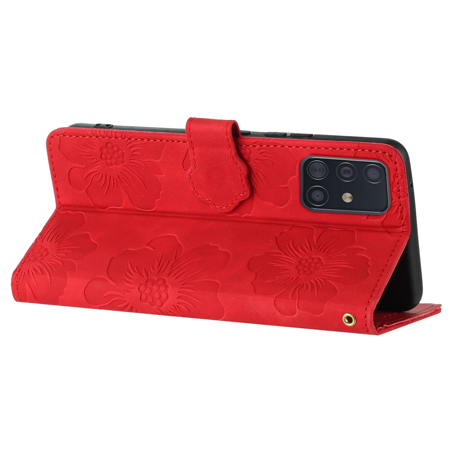 For Samsung Galaxy A71 4G SM-A715 Flowers Imprinted Phone Cover Leather Case with Stand Wallet