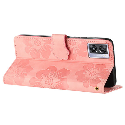 For Oppo A57 (2022) 5G / A77 5G / A57 4G Stand Flowers Imprinted PU Leather Wallet Case Cell Phone Cover