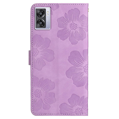 For Oppo A57 (2022) 5G / A77 5G / A57 4G Stand Flowers Imprinted PU Leather Wallet Case Cell Phone Cover