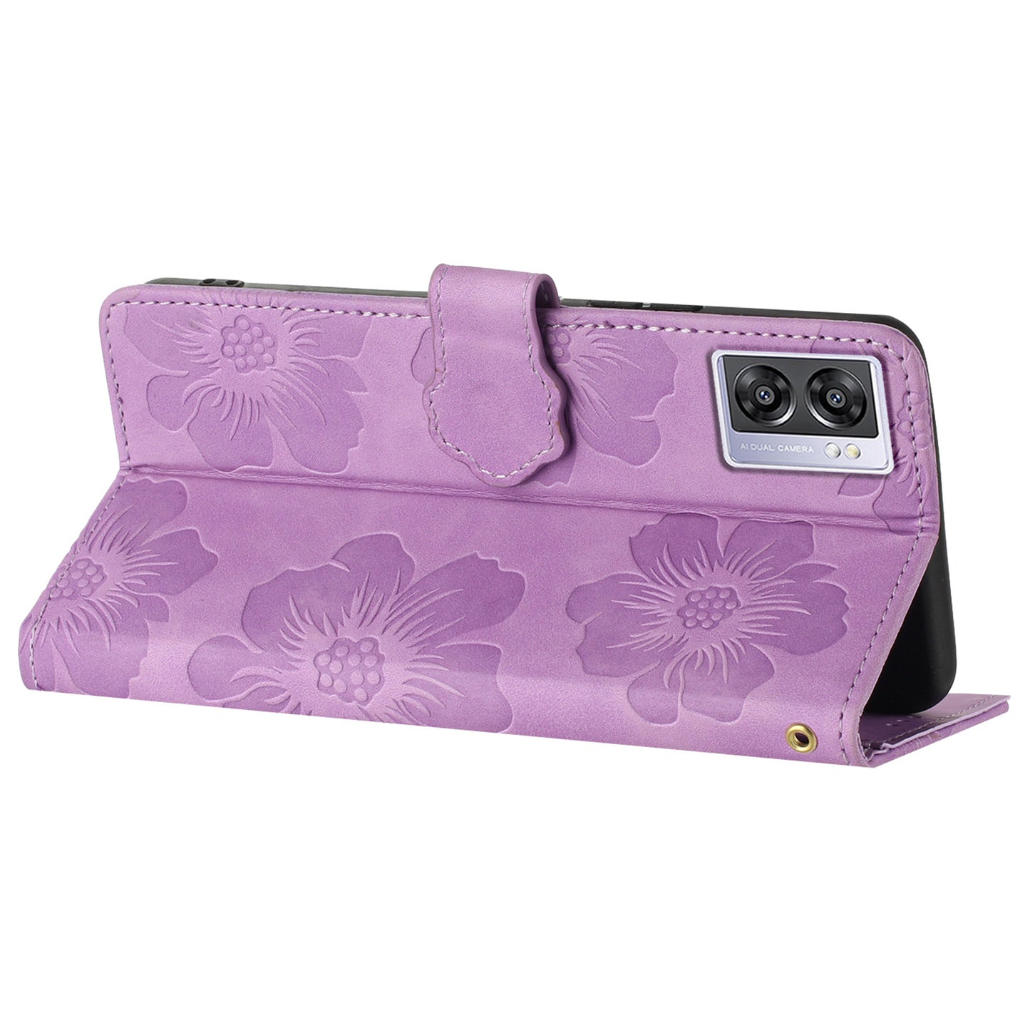 For Oppo A57 (2022) 5G / A77 5G / A57 4G Stand Flowers Imprinted PU Leather Wallet Case Cell Phone Cover