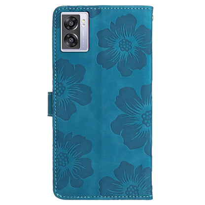 For Oppo A57 (2022) 5G / A77 5G / A57 4G Stand Flowers Imprinted PU Leather Wallet Case Cell Phone Cover