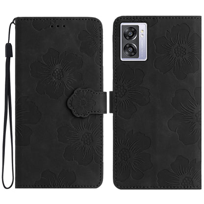 For Oppo A57 (2022) 5G / A77 5G / A57 4G Stand Flowers Imprinted PU Leather Wallet Case Cell Phone Cover