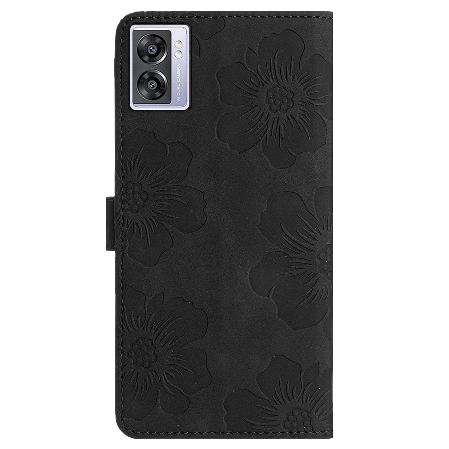 For Oppo A57 (2022) 5G / A77 5G / A57 4G Stand Flowers Imprinted PU Leather Wallet Case Cell Phone Cover