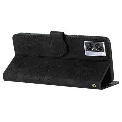 For Oppo A57 (2022) 5G / A77 5G / A57 4G Stand Flowers Imprinted PU Leather Wallet Case Cell Phone Cover