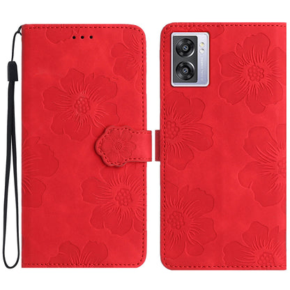 For Oppo A57 (2022) 5G / A77 5G / A57 4G Stand Flowers Imprinted PU Leather Wallet Case Cell Phone Cover