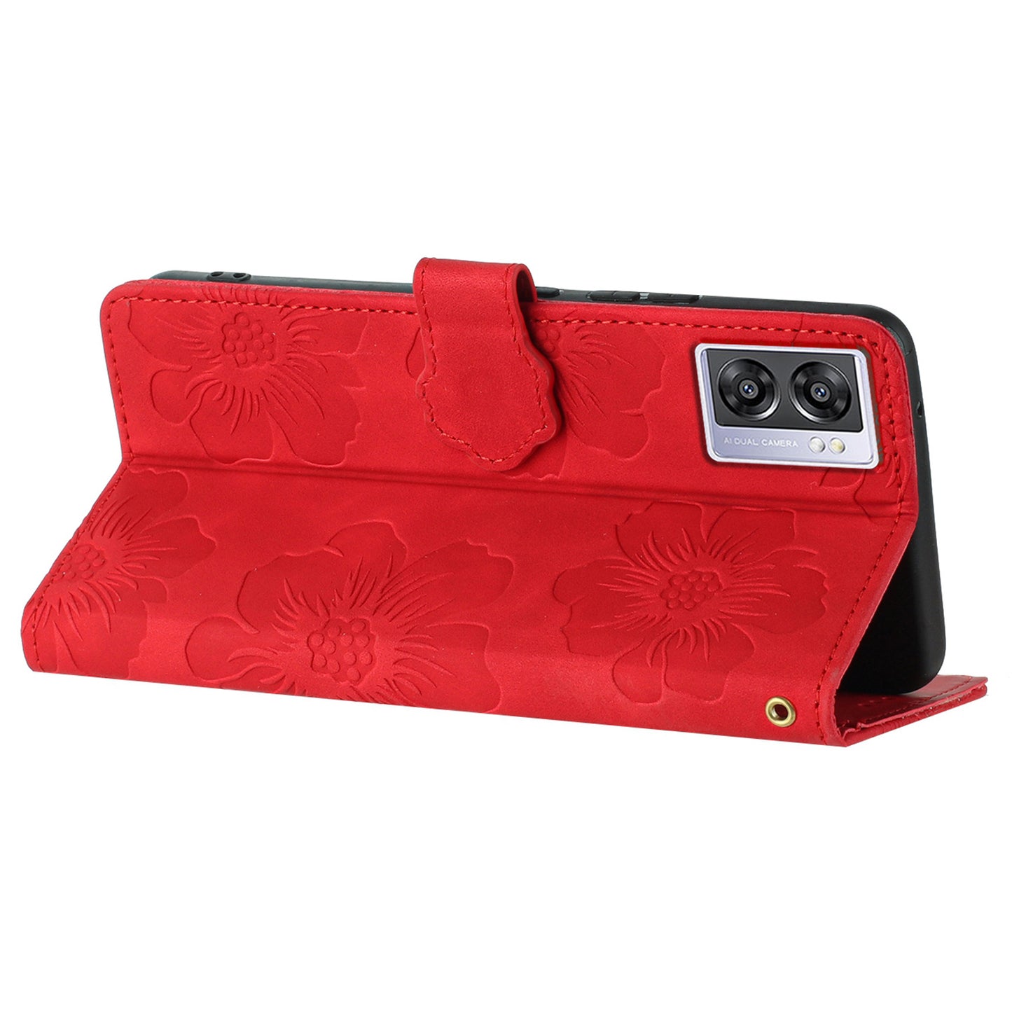 For Oppo A57 (2022) 5G / A77 5G / A57 4G Stand Flowers Imprinted PU Leather Wallet Case Cell Phone Cover