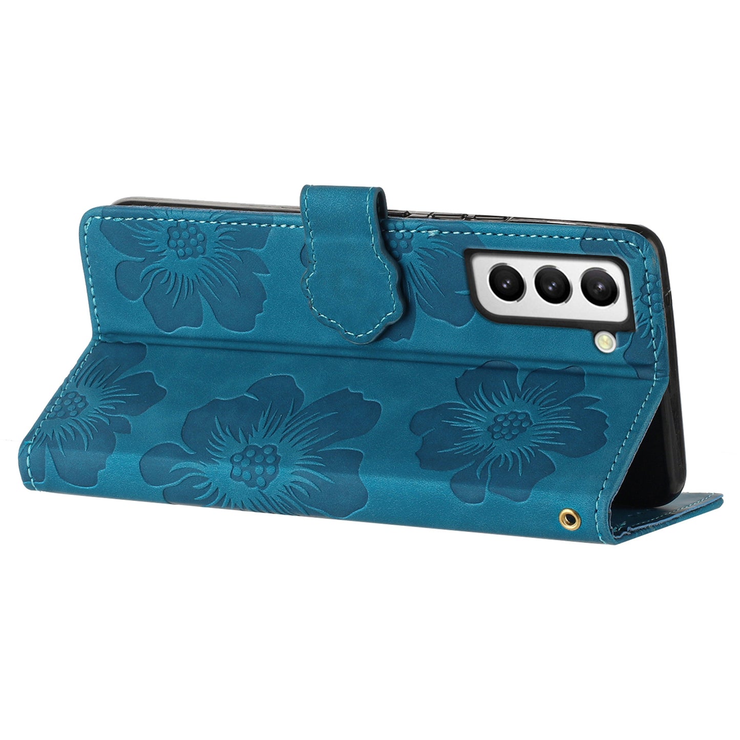 PU Leather Case for Samsung Galaxy S21 5G / 4G , Stand Flowers Imprinted Phone Cover Shell Wallet