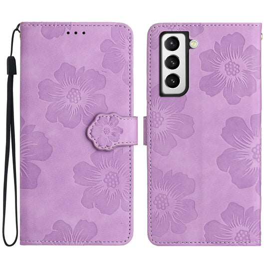 PU Leather Case for Samsung Galaxy S21 5G / 4G , Stand Flowers Imprinted Phone Cover Shell Wallet