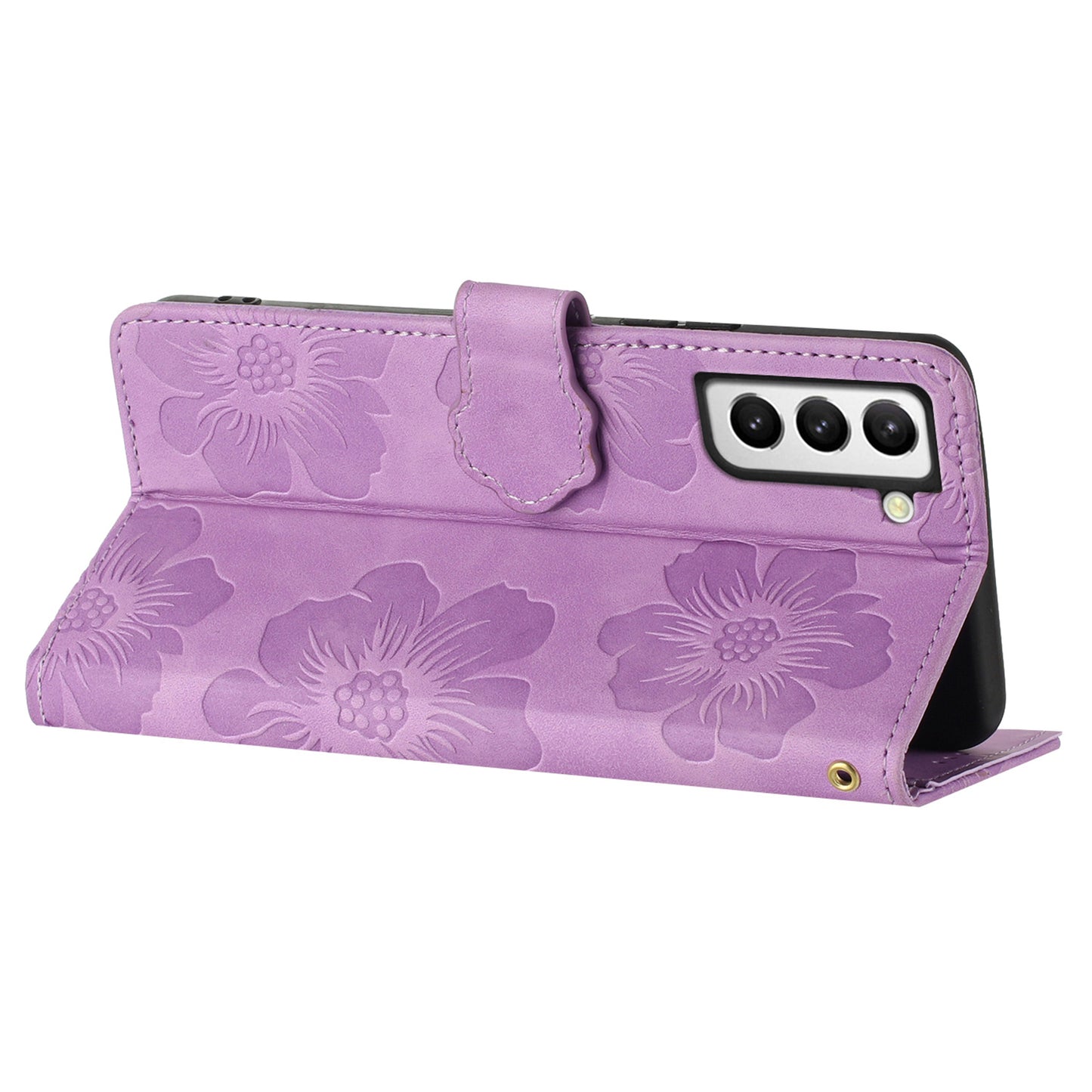 PU Leather Case for Samsung Galaxy S21 5G / 4G , Stand Flowers Imprinted Phone Cover Shell Wallet