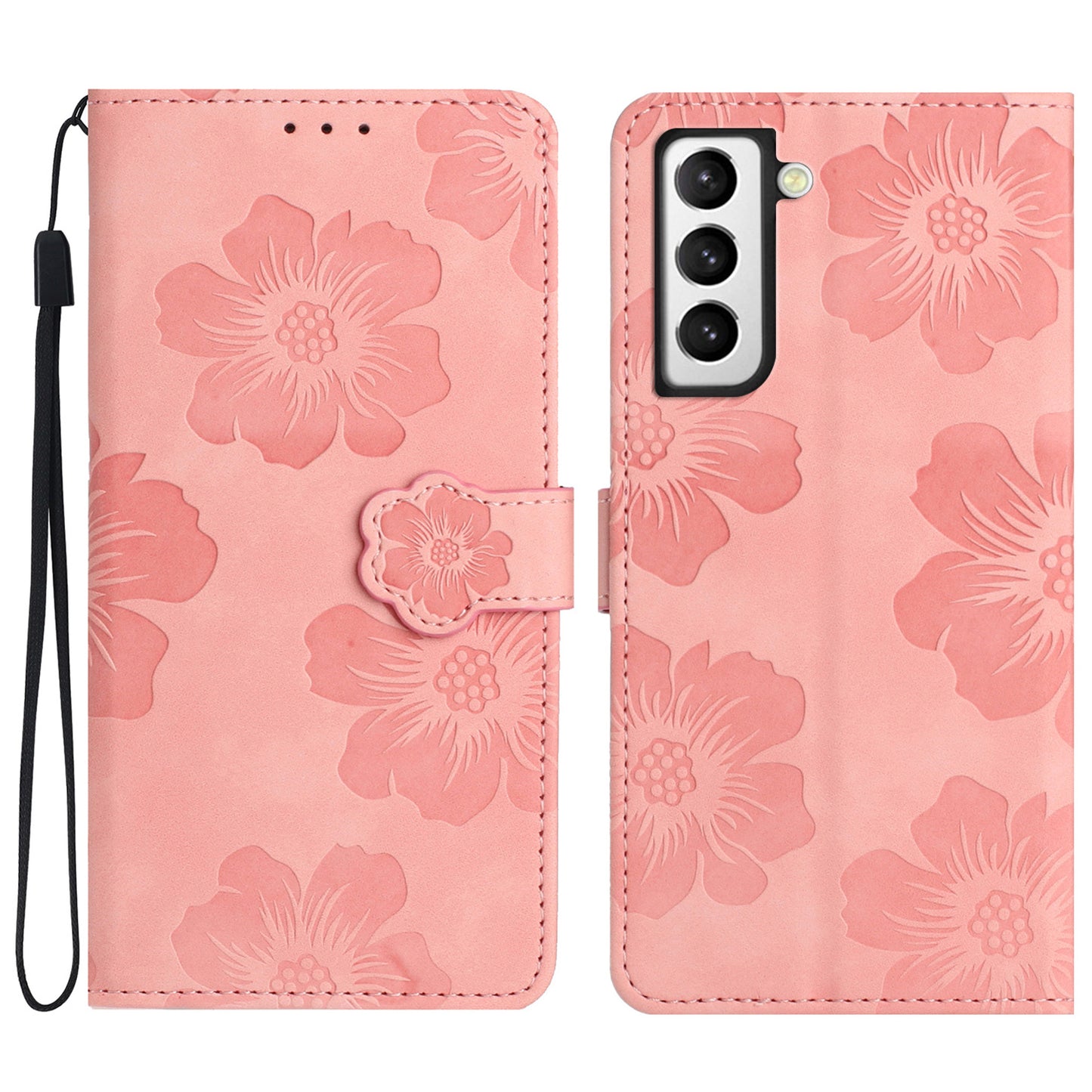 PU Leather Case for Samsung Galaxy S21 5G / 4G , Stand Flowers Imprinted Phone Cover Shell Wallet