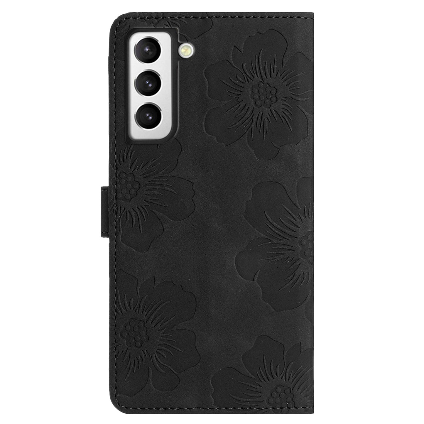 PU Leather Case for Samsung Galaxy S21 5G / 4G , Stand Flowers Imprinted Phone Cover Shell Wallet