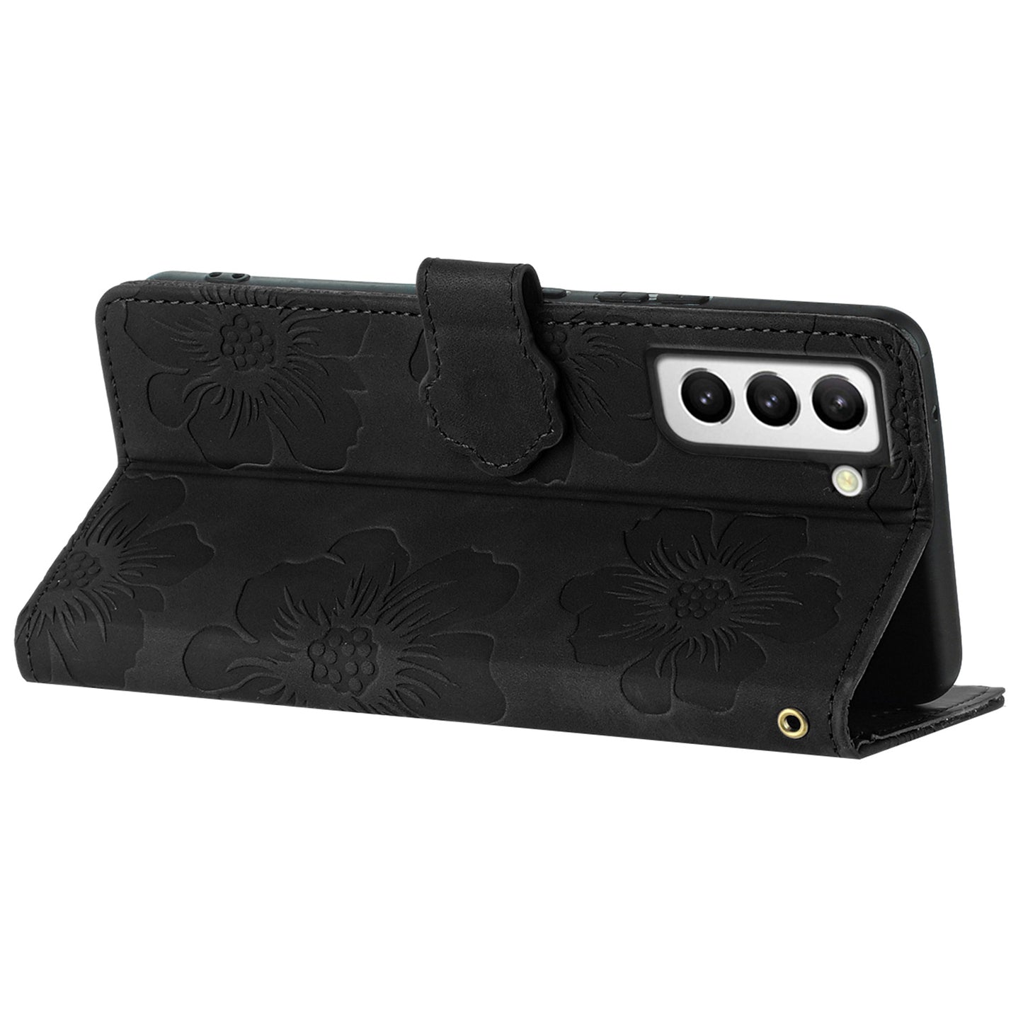 PU Leather Case for Samsung Galaxy S21 5G / 4G , Stand Flowers Imprinted Phone Cover Shell Wallet