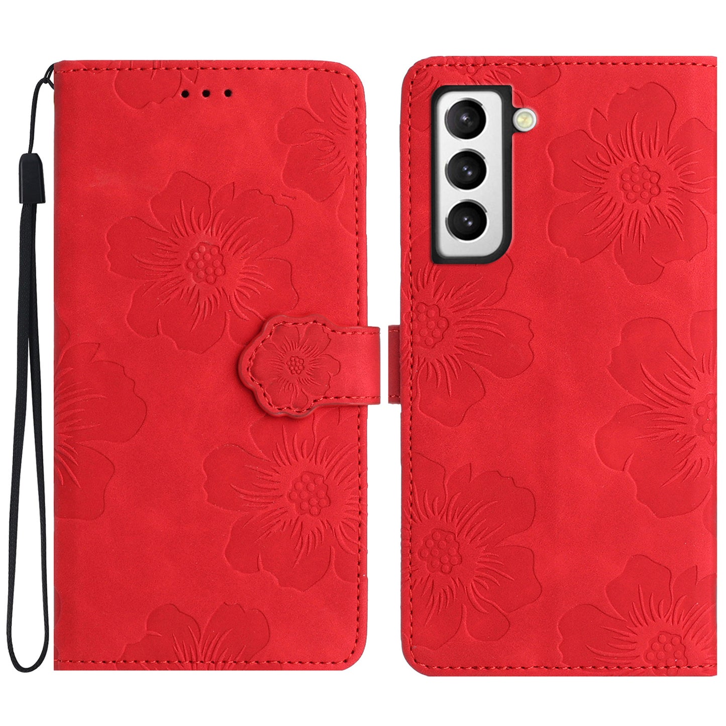 PU Leather Case for Samsung Galaxy S21 5G / 4G , Stand Flowers Imprinted Phone Cover Shell Wallet