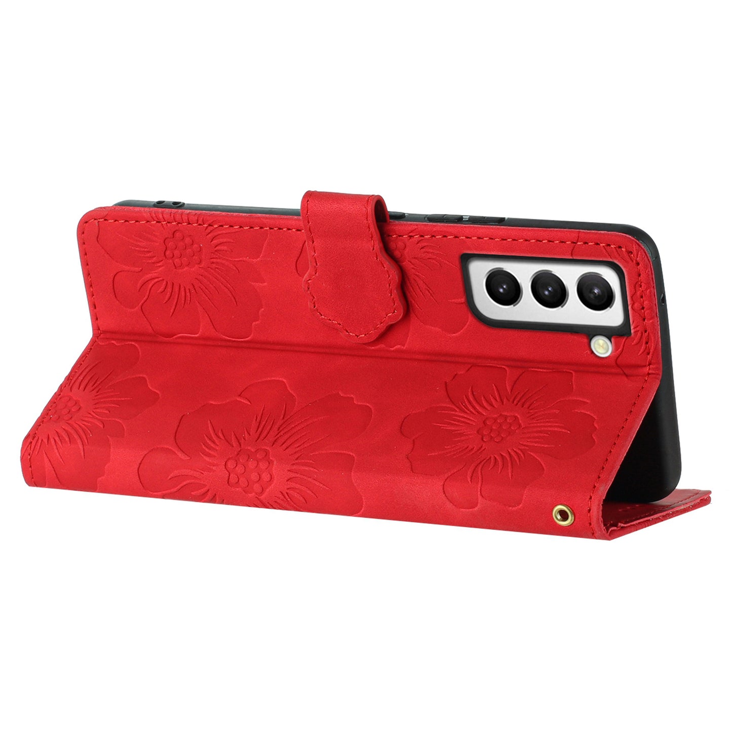 PU Leather Case for Samsung Galaxy S21 5G / 4G , Stand Flowers Imprinted Phone Cover Shell Wallet