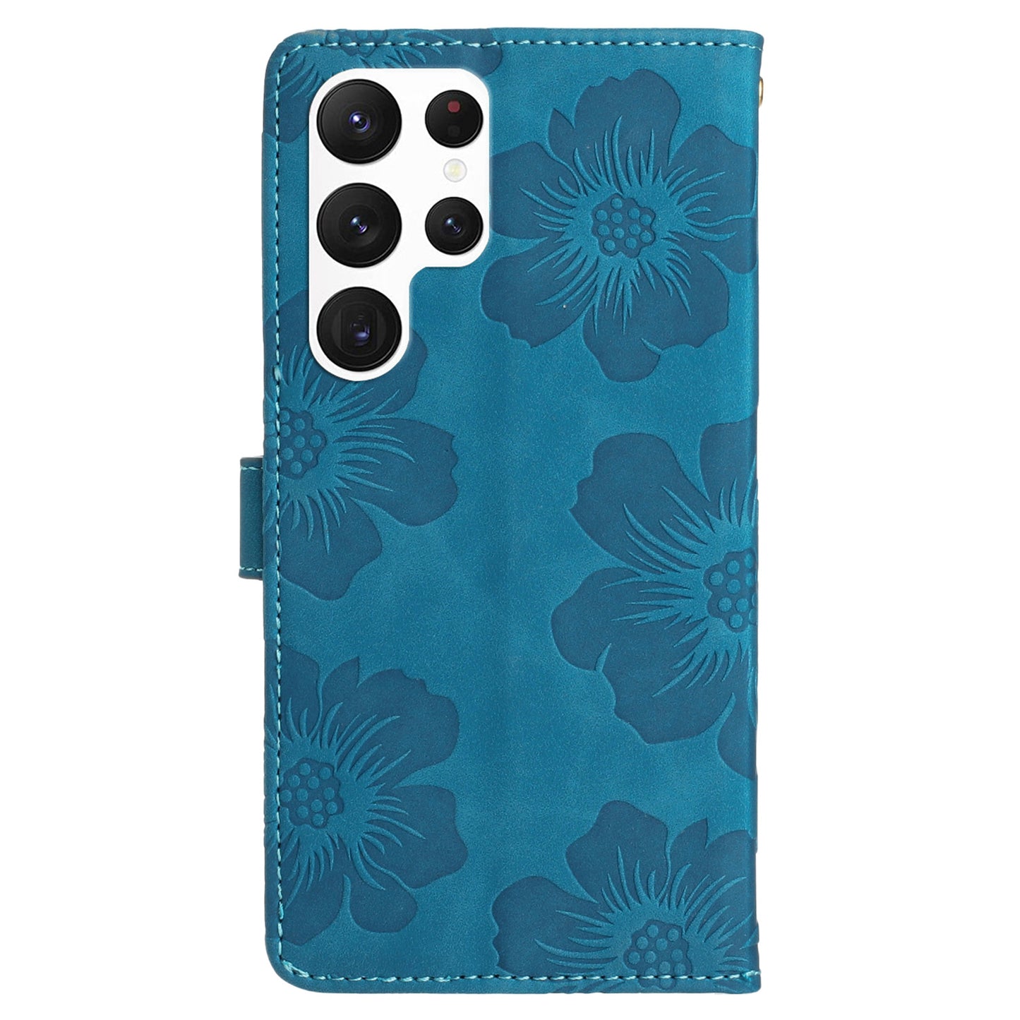 For Samsung Galaxy S22 Ultra 5G Smartphone Case Stand Flowers Imprinted PU Leather Wallet Phone Cover