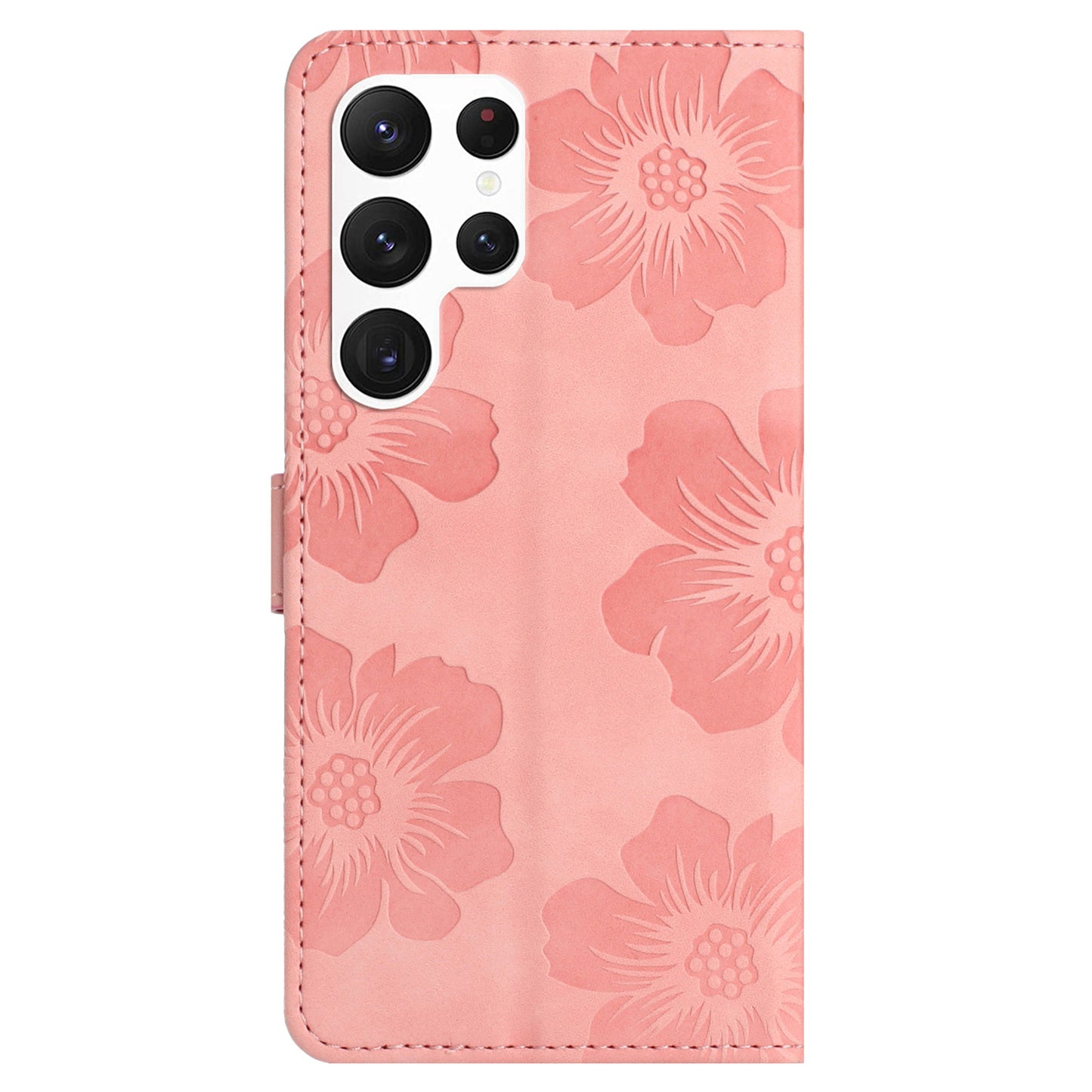 For Samsung Galaxy S22 Ultra 5G Smartphone Case Stand Flowers Imprinted PU Leather Wallet Phone Cover