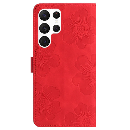 For Samsung Galaxy S22 Ultra 5G Smartphone Case Stand Flowers Imprinted PU Leather Wallet Phone Cover