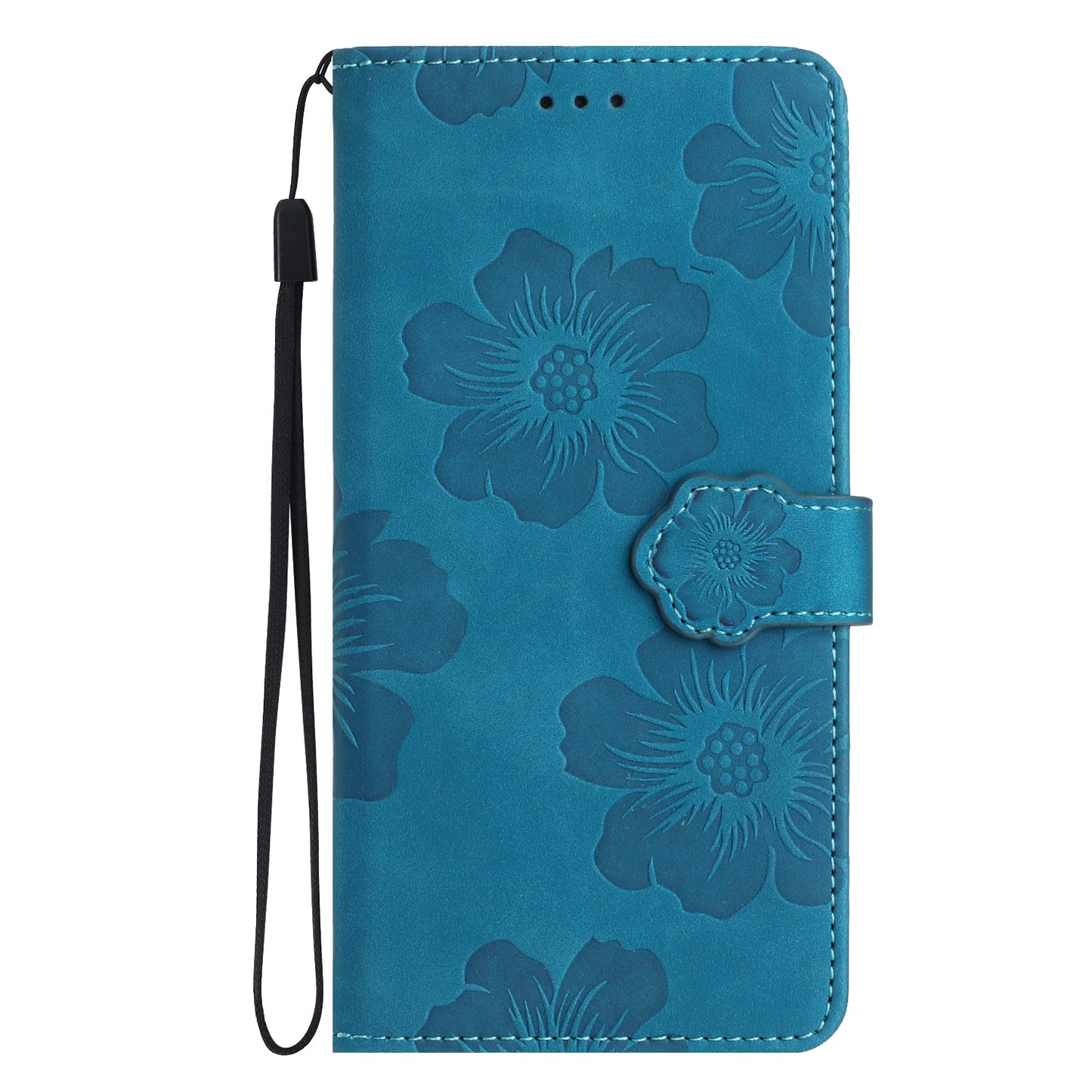 For Samsung Galaxy A13 4G Anti-Fingerprint Phone Cover Stand Imprinted Flowers PU Leather Case Shell