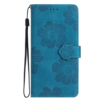 For Samsung Galaxy A13 4G Anti-Fingerprint Phone Cover Stand Imprinted Flowers PU Leather Case Shell