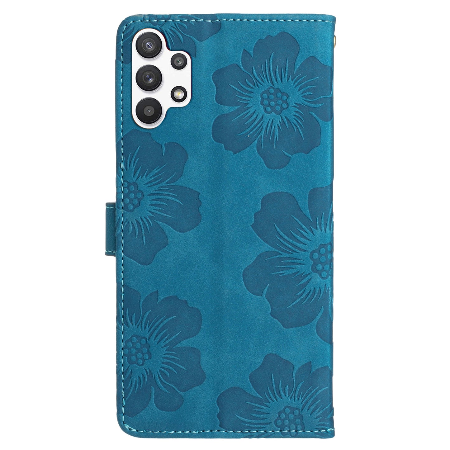 For Samsung Galaxy A13 4G Anti-Fingerprint Phone Cover Stand Imprinted Flowers PU Leather Case Shell
