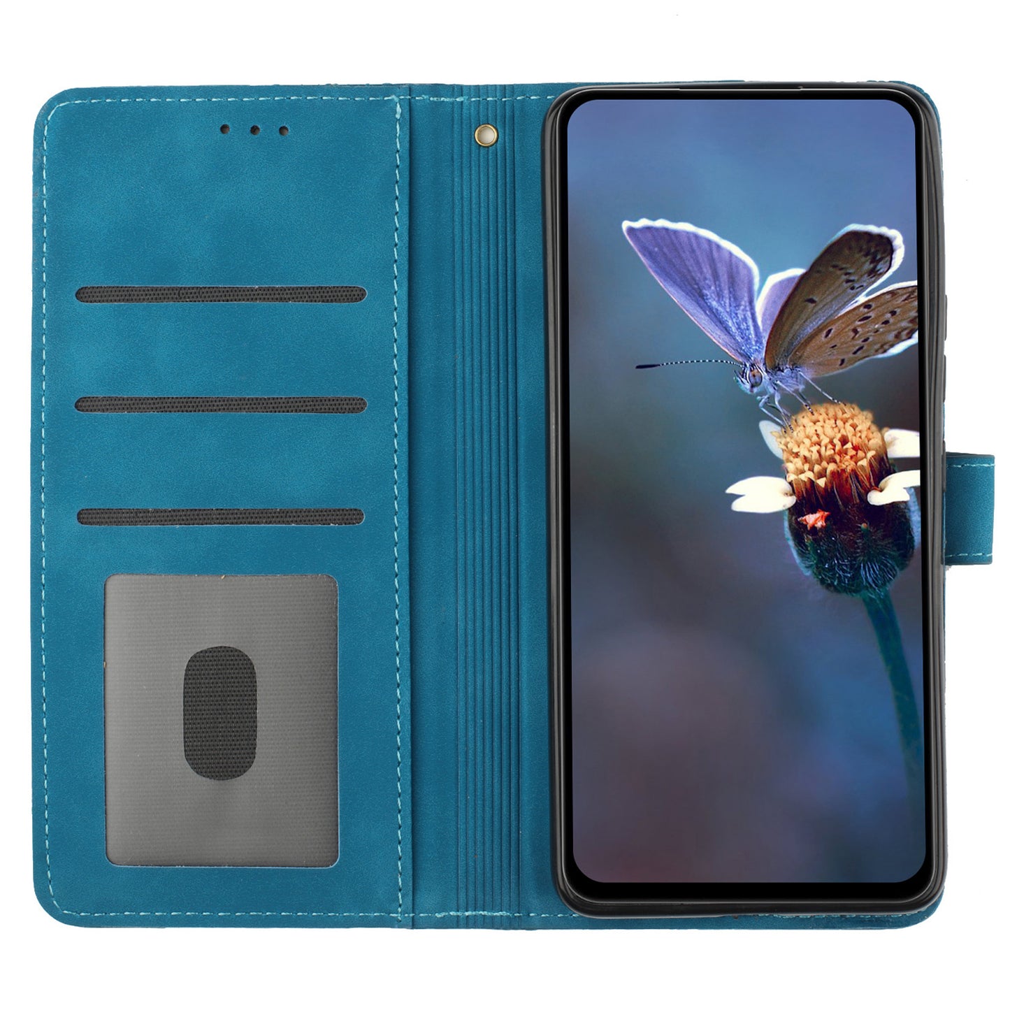For Samsung Galaxy A13 4G Anti-Fingerprint Phone Cover Stand Imprinted Flowers PU Leather Case Shell