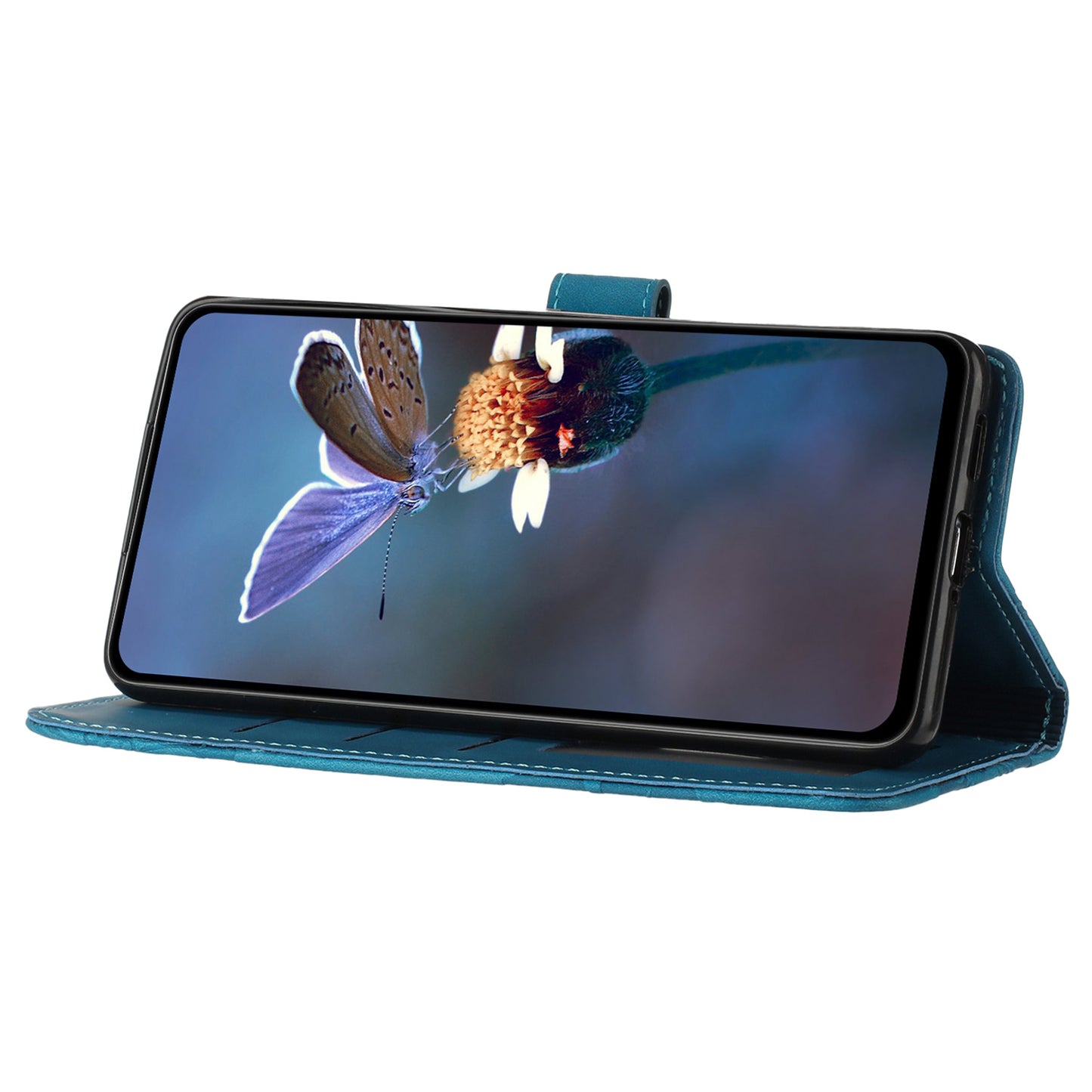 For Samsung Galaxy A13 4G Anti-Fingerprint Phone Cover Stand Imprinted Flowers PU Leather Case Shell