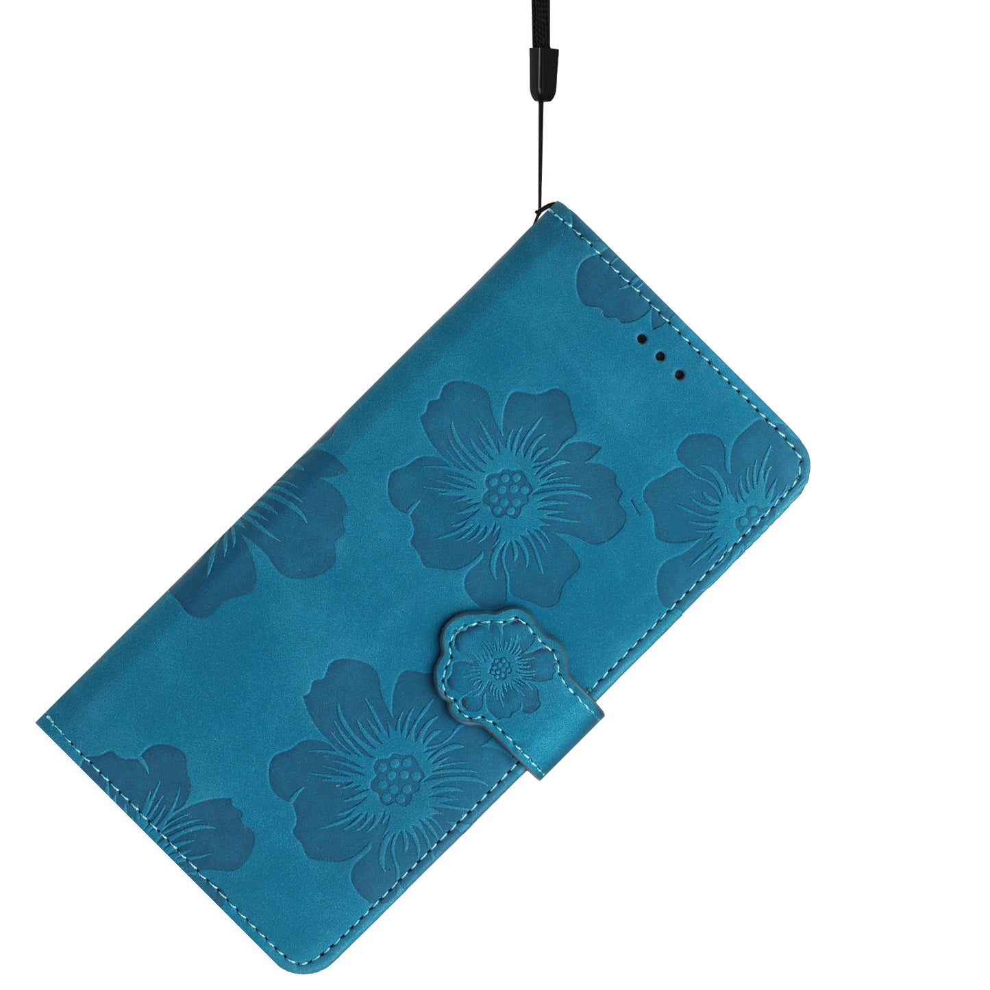 For Samsung Galaxy A13 4G Anti-Fingerprint Phone Cover Stand Imprinted Flowers PU Leather Case Shell