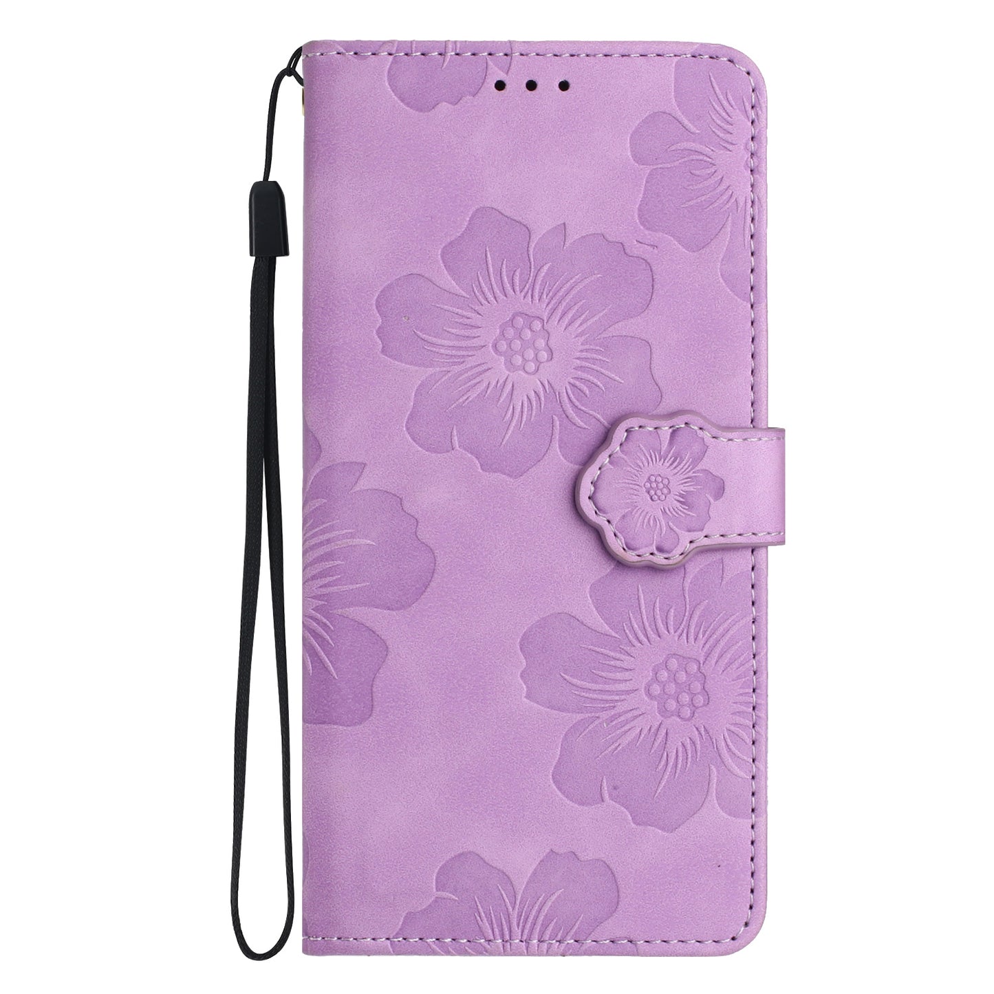 For Samsung Galaxy A13 4G Anti-Fingerprint Phone Cover Stand Imprinted Flowers PU Leather Case Shell