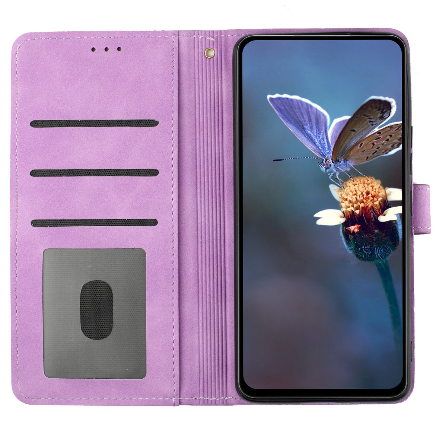 For Samsung Galaxy A13 4G Anti-Fingerprint Phone Cover Stand Imprinted Flowers PU Leather Case Shell