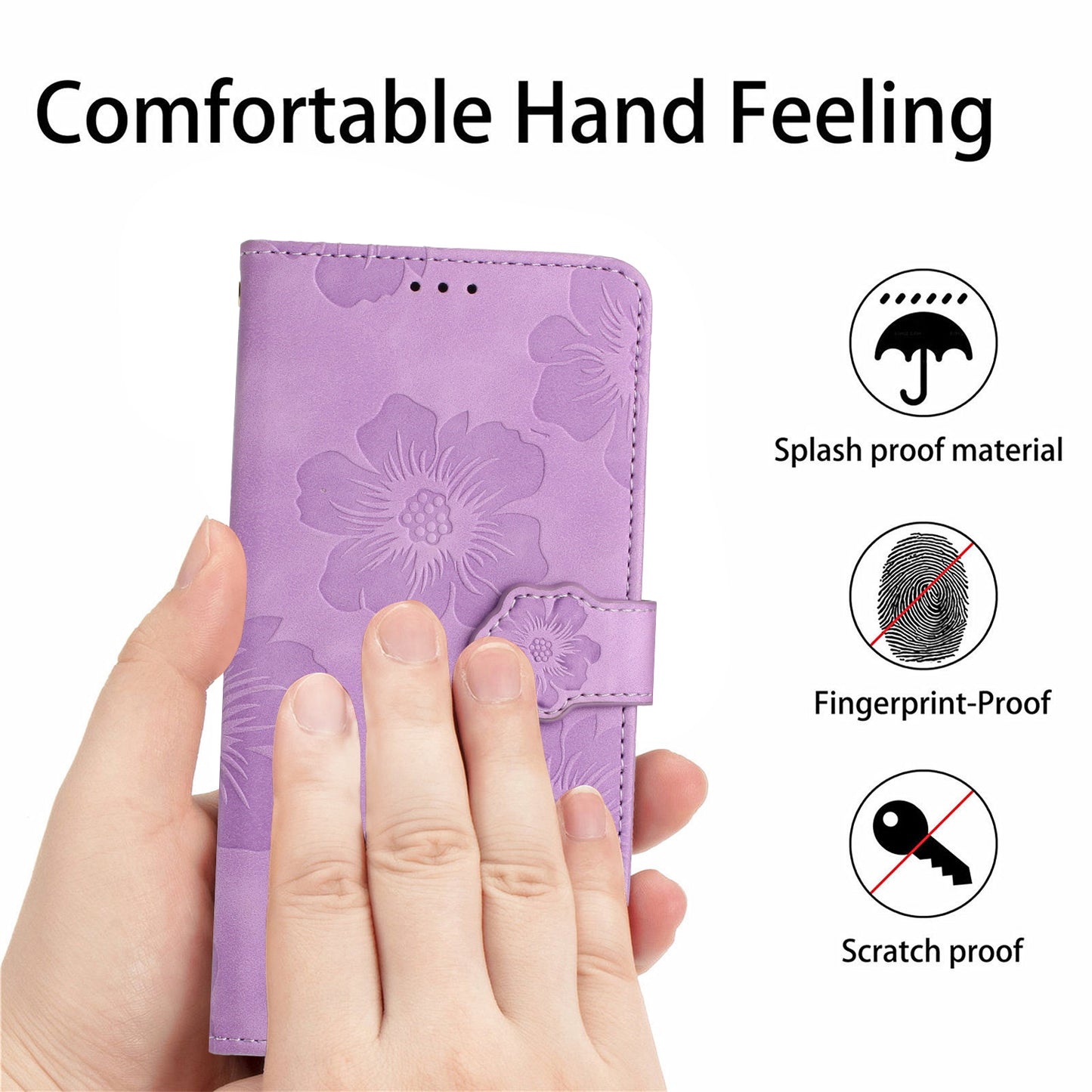 For Samsung Galaxy A13 4G Anti-Fingerprint Phone Cover Stand Imprinted Flowers PU Leather Case Shell