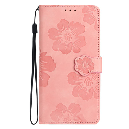 For Samsung Galaxy A13 4G Anti-Fingerprint Phone Cover Stand Imprinted Flowers PU Leather Case Shell