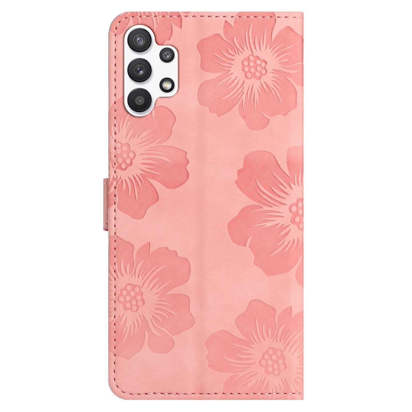 For Samsung Galaxy A13 4G Anti-Fingerprint Phone Cover Stand Imprinted Flowers PU Leather Case Shell