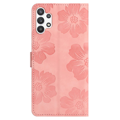 For Samsung Galaxy A13 4G Anti-Fingerprint Phone Cover Stand Imprinted Flowers PU Leather Case Shell