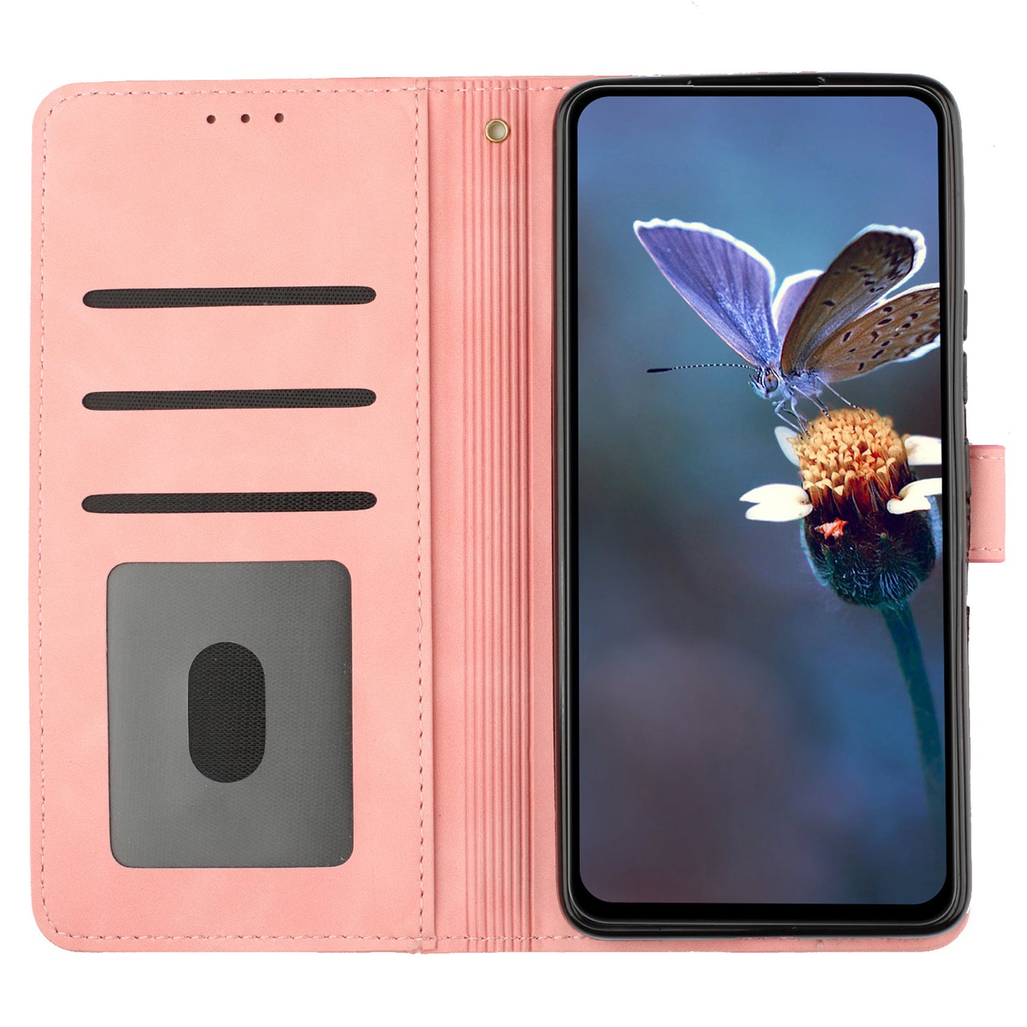 For Samsung Galaxy A13 4G Anti-Fingerprint Phone Cover Stand Imprinted Flowers PU Leather Case Shell