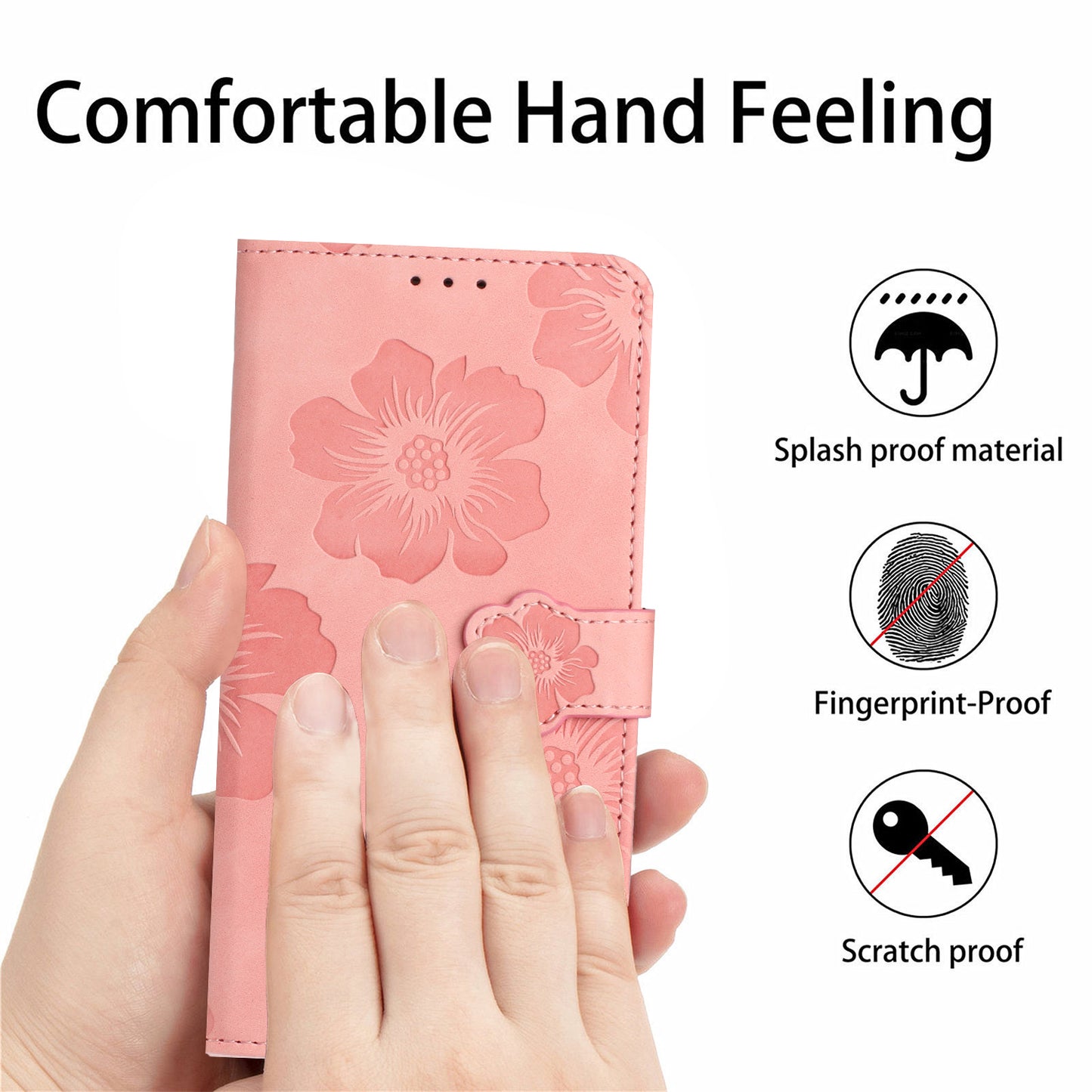 For Samsung Galaxy A13 4G Anti-Fingerprint Phone Cover Stand Imprinted Flowers PU Leather Case Shell