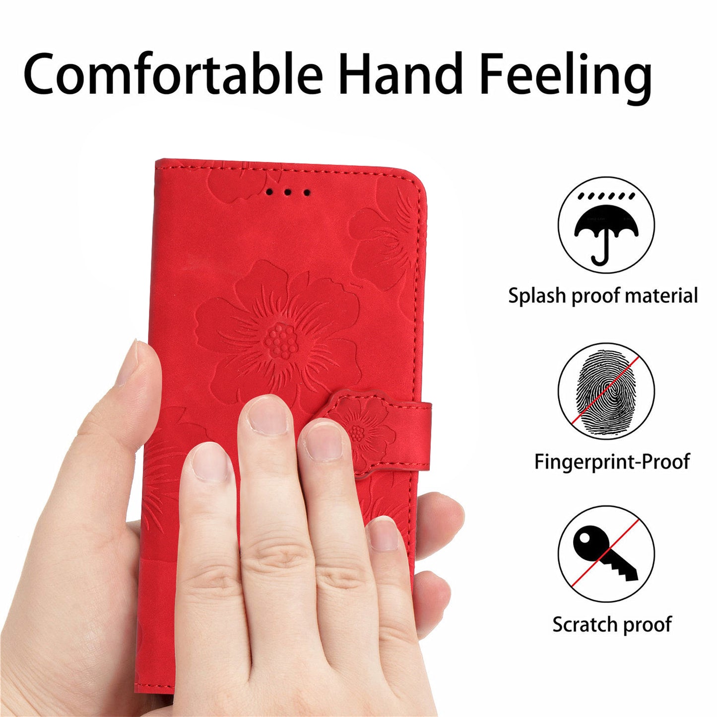 For Samsung Galaxy A13 4G Anti-Fingerprint Phone Cover Stand Imprinted Flowers PU Leather Case Shell