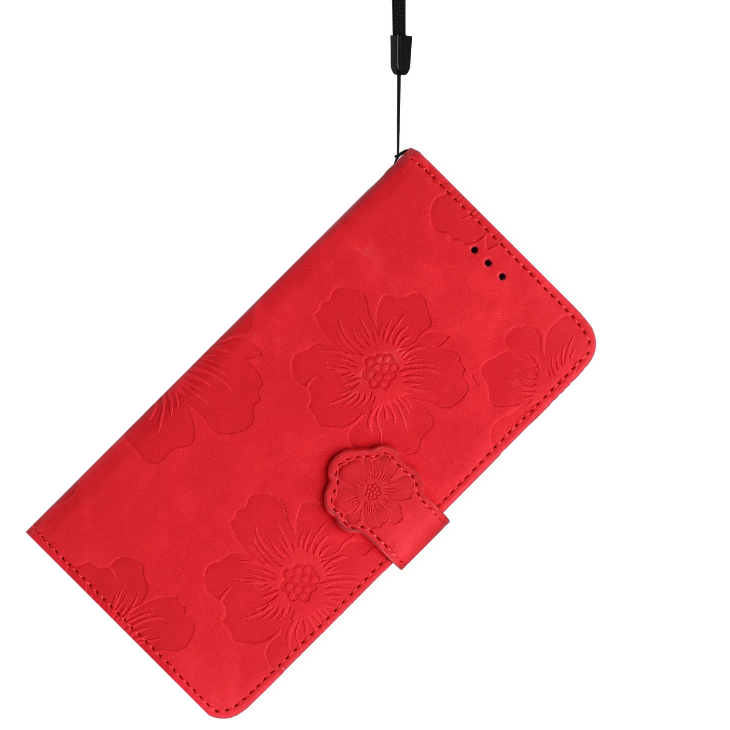 For Samsung Galaxy A13 4G Anti-Fingerprint Phone Cover Stand Imprinted Flowers PU Leather Case Shell