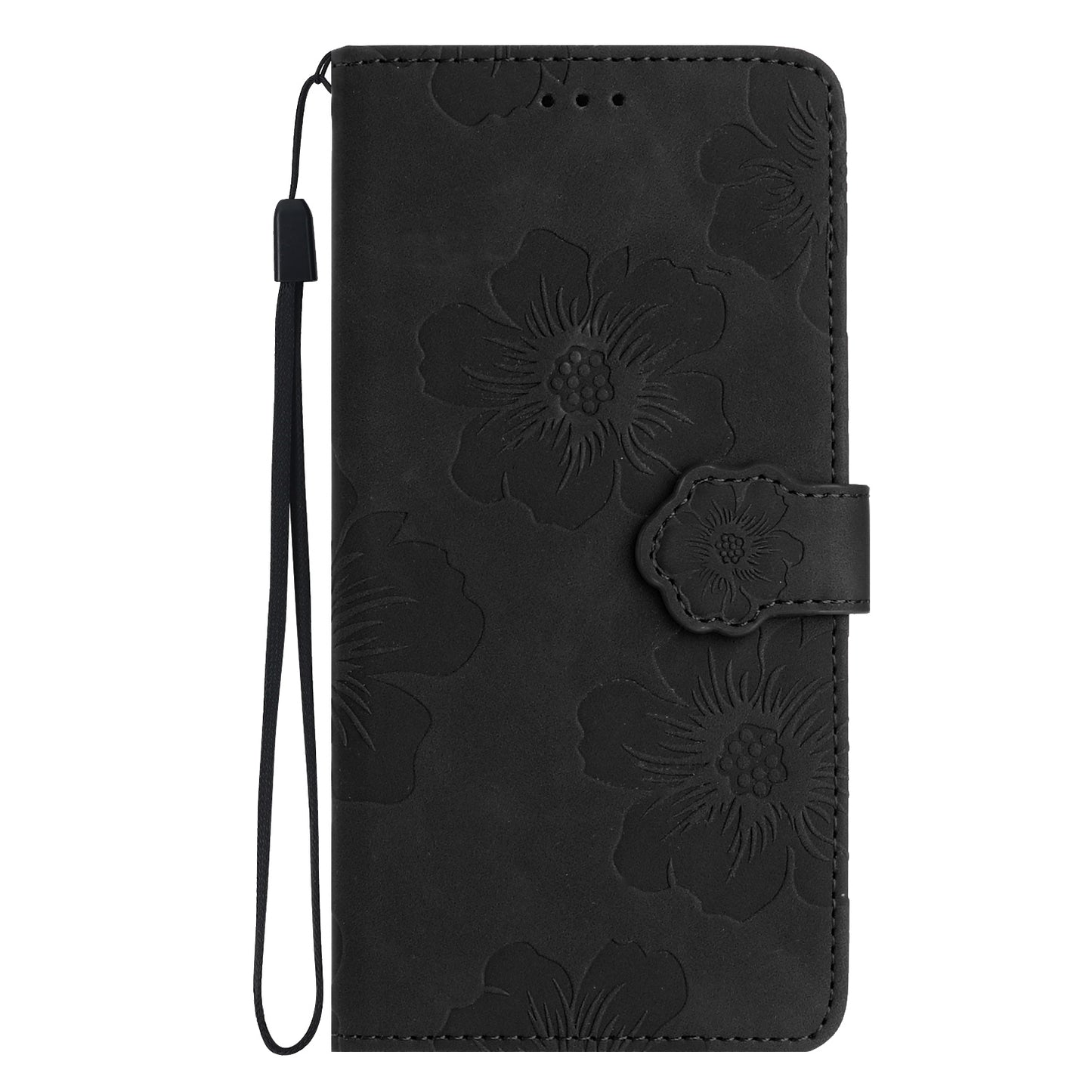 For Samsung Galaxy A13 4G Anti-Fingerprint Phone Cover Stand Imprinted Flowers PU Leather Case Shell