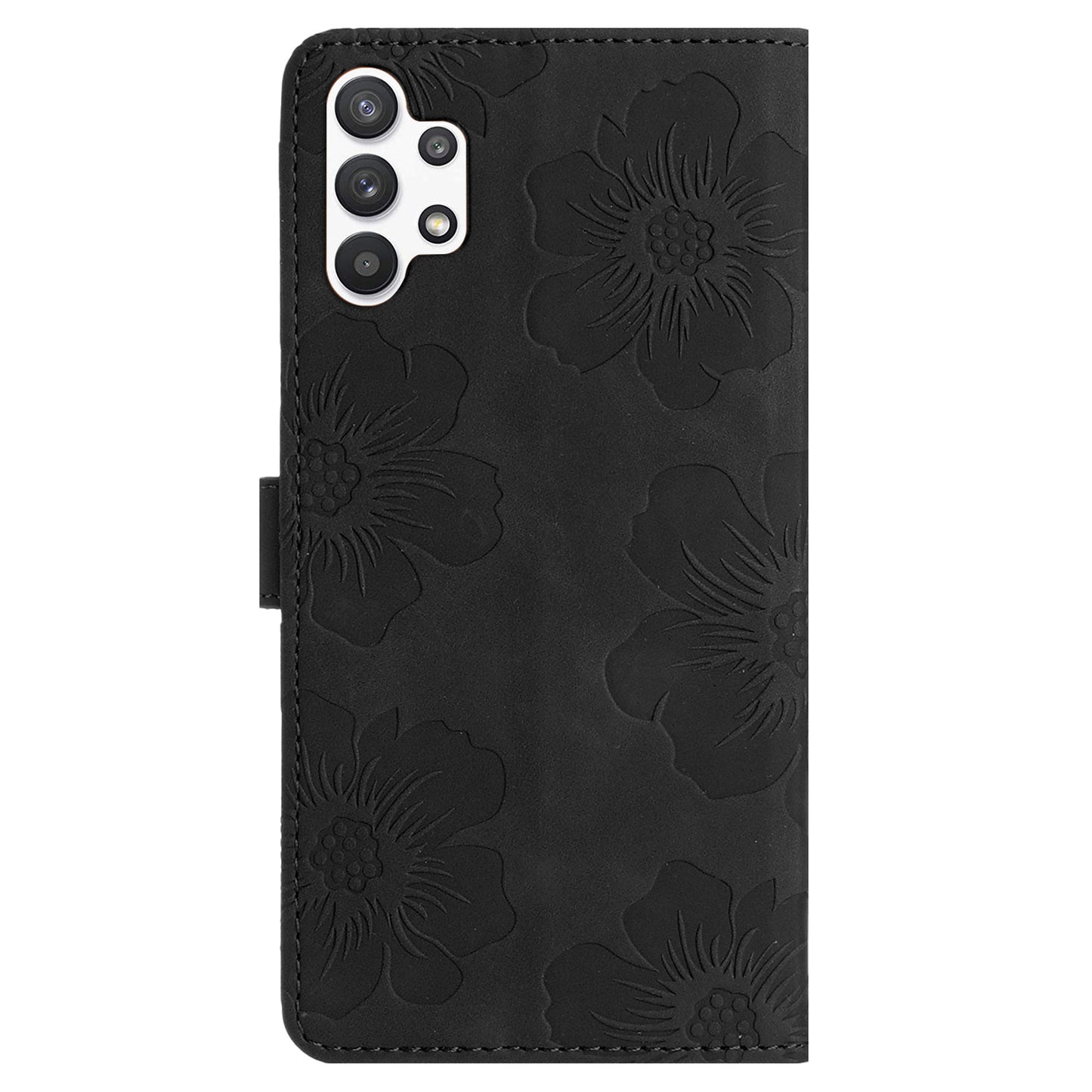 For Samsung Galaxy A13 4G Anti-Fingerprint Phone Cover Stand Imprinted Flowers PU Leather Case Shell