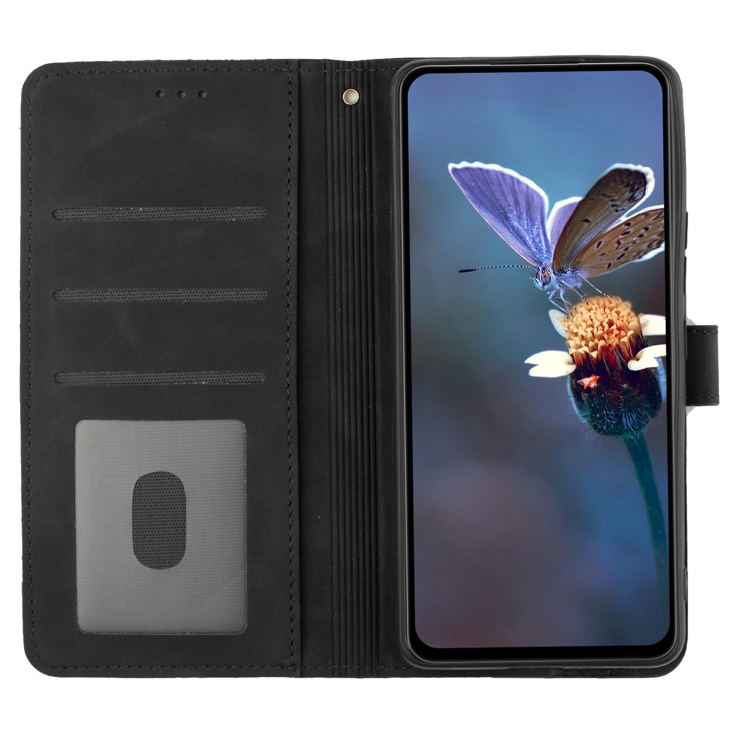 For Samsung Galaxy A13 4G Anti-Fingerprint Phone Cover Stand Imprinted Flowers PU Leather Case Shell