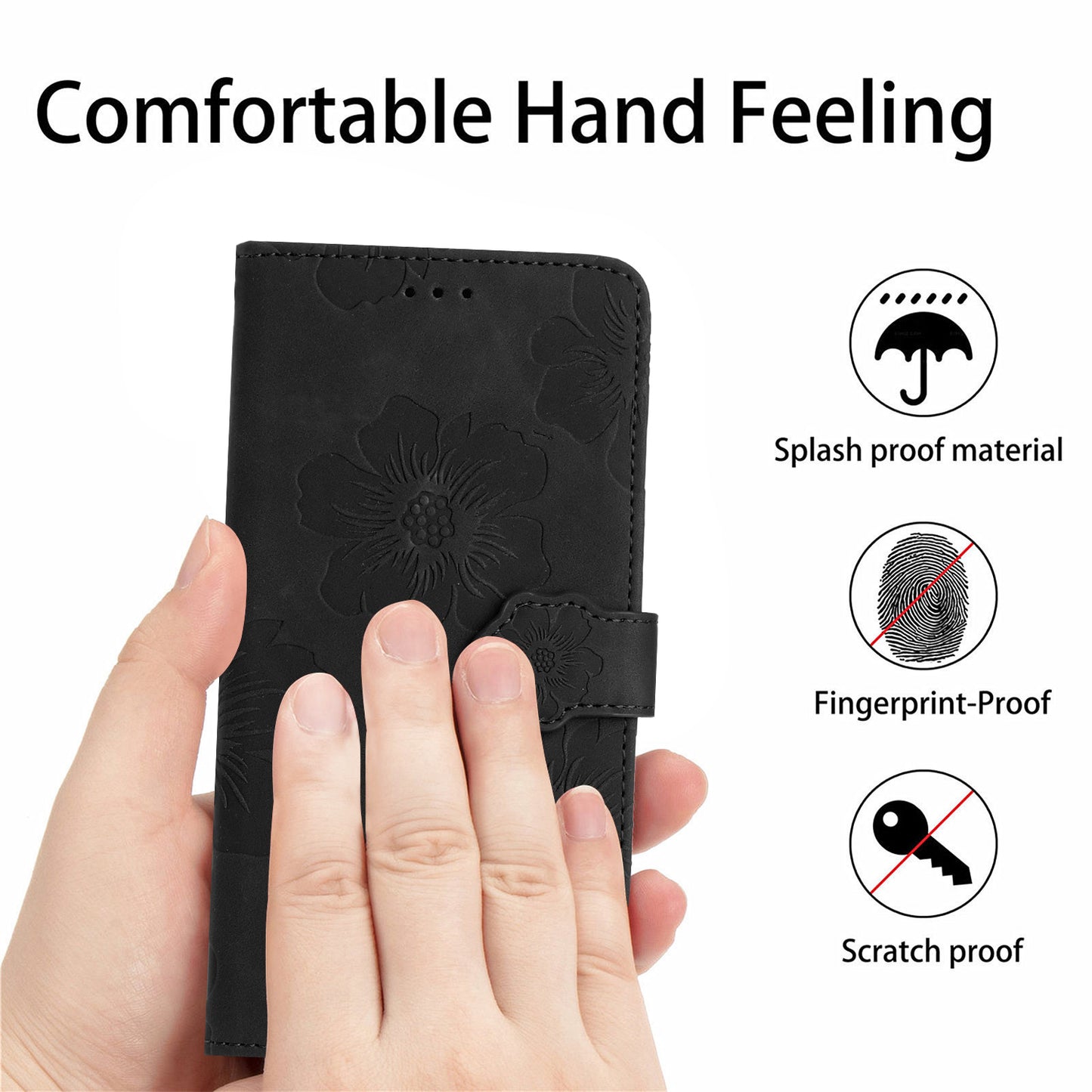 For Samsung Galaxy A13 4G Anti-Fingerprint Phone Cover Stand Imprinted Flowers PU Leather Case Shell
