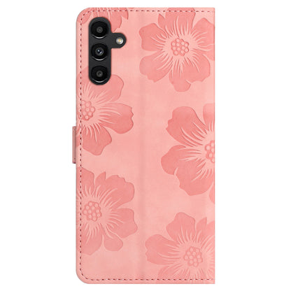 Flowers Imprinted Shell for Samsung Galaxy A13 5G Leather Phone Cover Wallet Stand Case with Strap