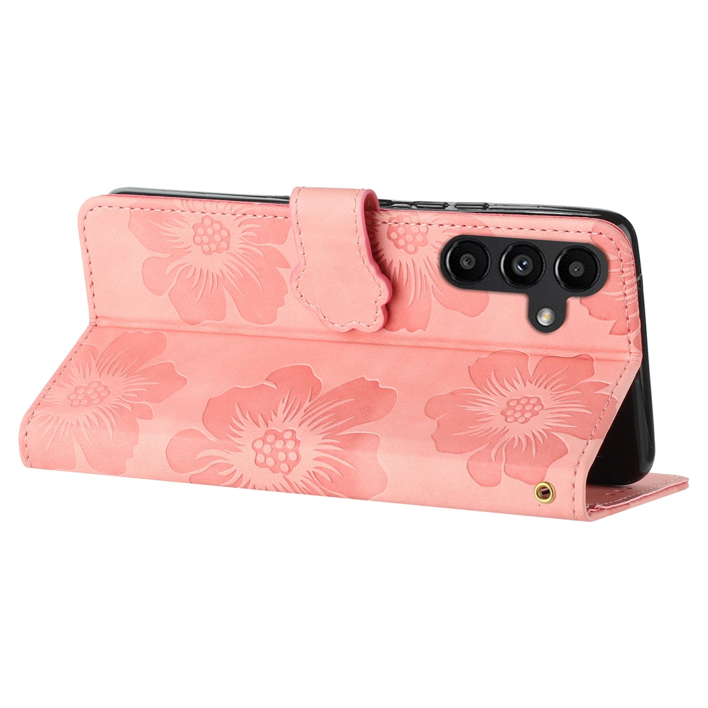 Flowers Imprinted Shell for Samsung Galaxy A13 5G Leather Phone Cover Wallet Stand Case with Strap